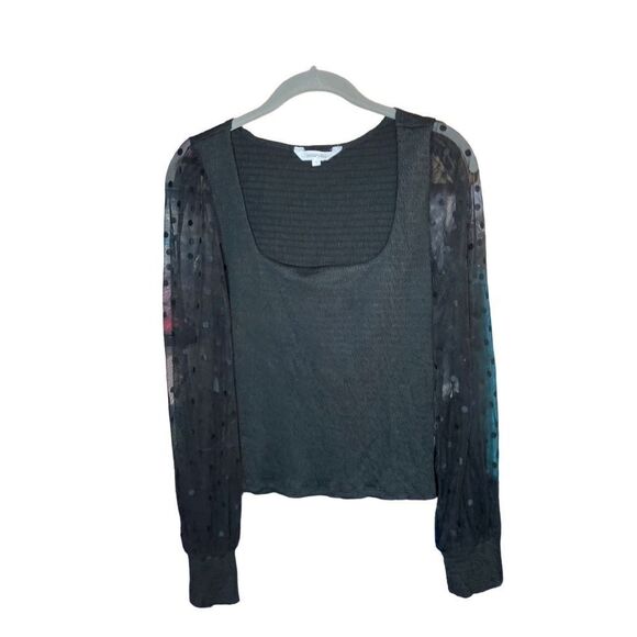 Amaryllis hi strands, black polkadot, sheer sleeve, top size, Al - Picture 3 of 7